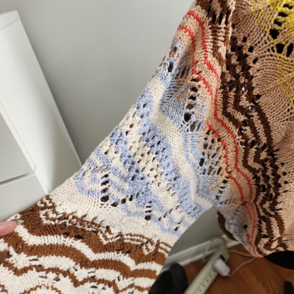 Free People Coral Reef Cropped Open Knit Pullover NWT XL - Picture 8 of 11